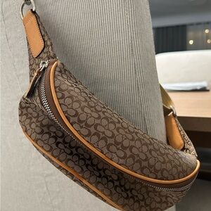 Coach Tan and Brown Signature Crossbody Bag